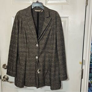Soft Surroundings Jessamy Brown  Plaid Blazer NWOT polyester,viscose.spandex